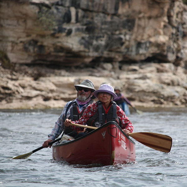 paddlers on the thelon river in a canoe together