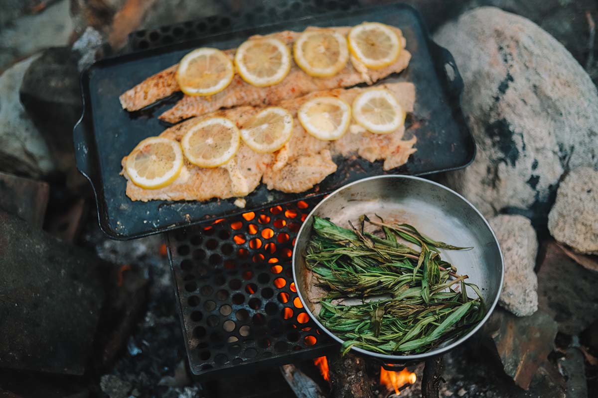 wilderness backcountry cooking lake trout