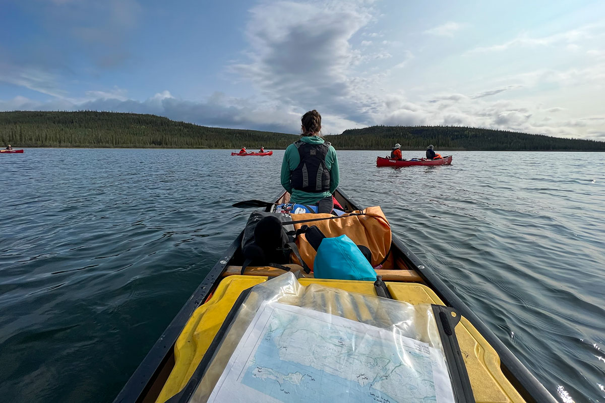 a canoe tour on a lake near Yellowknife