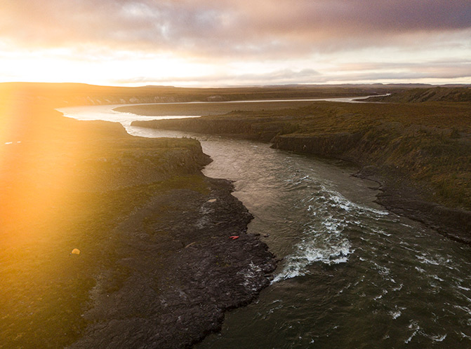 view of the coppermine river heading to arctic coast