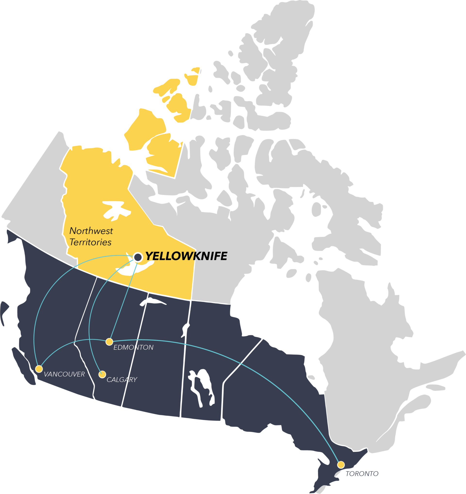 map to get to yellowknife for great slave lake